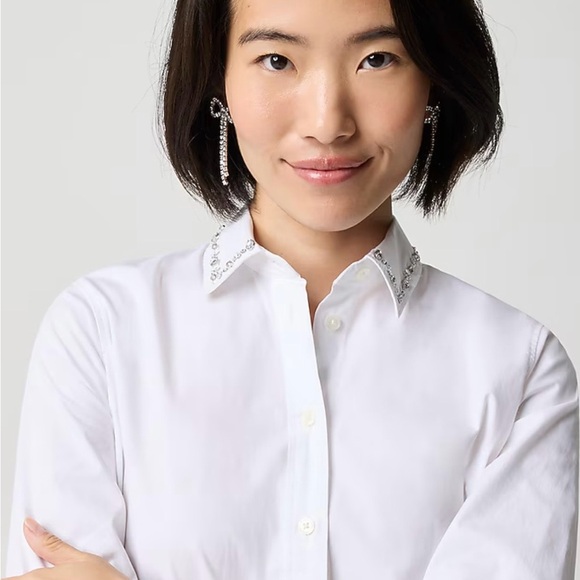 J. Crew Women’s Embellished button-up white shirt Size XS - Picture 2 of 9